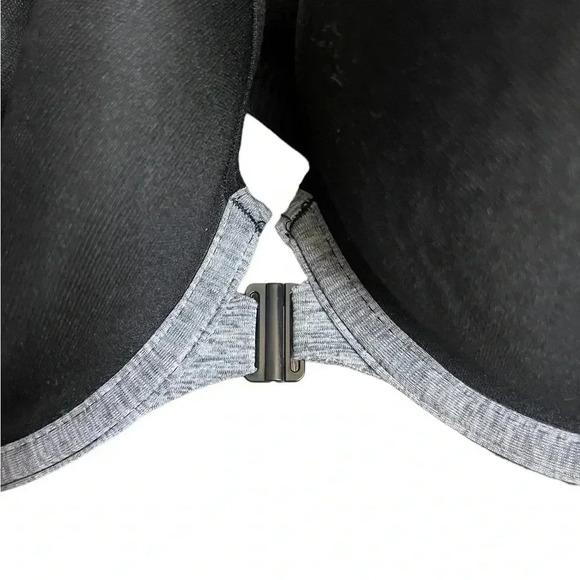 Avenue Zipped Sports Bra in Heather Gray and Black Front Closure Womens Size 42D - Picture 12 of 13